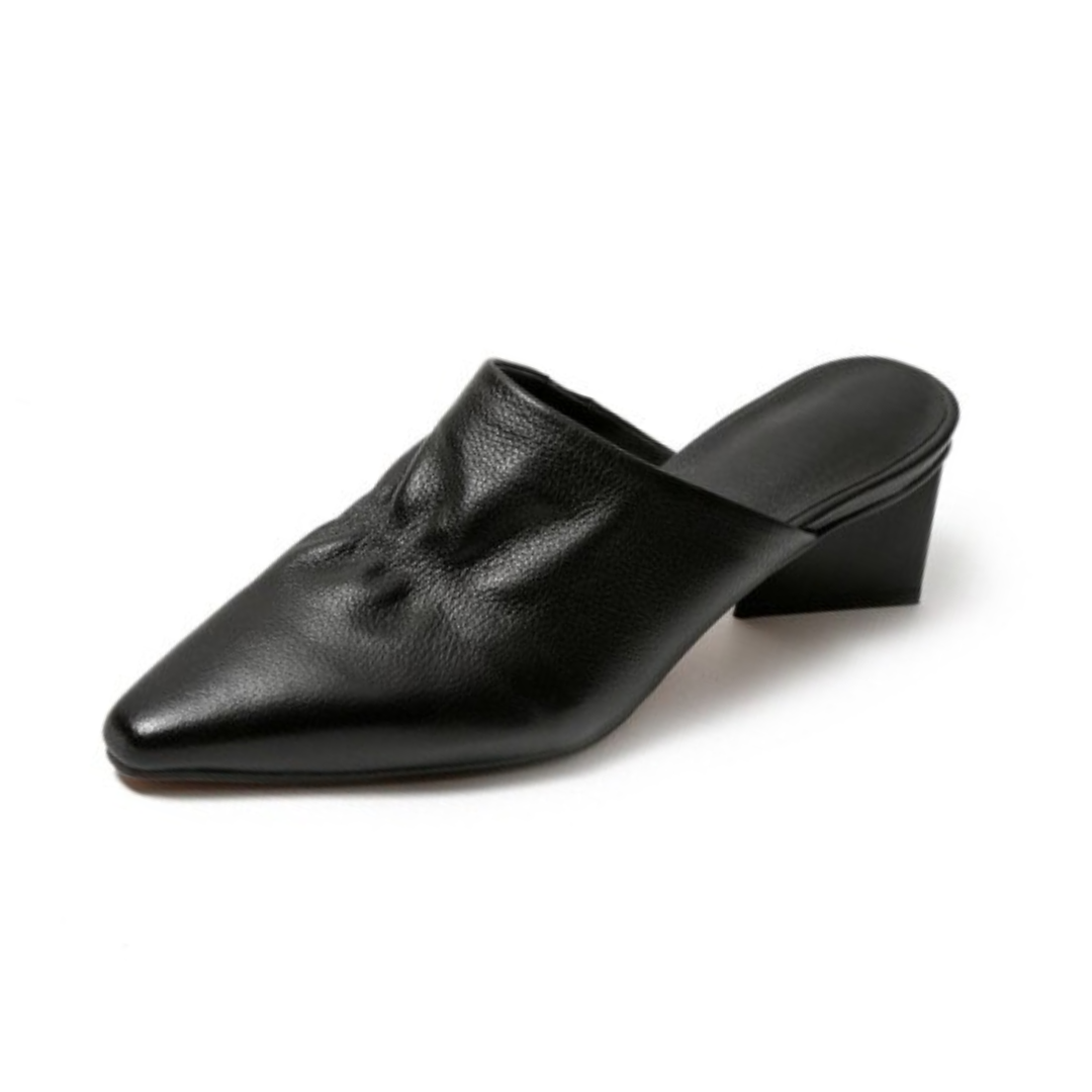 Matea Women's Pleated Genuine Leather Mules | Ultrasellershoes.com ...