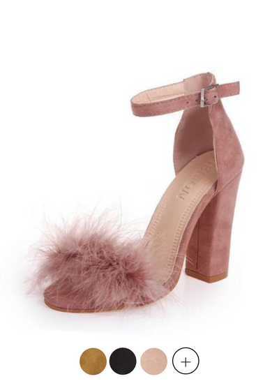 Feather Square High Heel Sandals - Ultra Seller Shoes